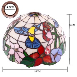 WERFACTORY Tiffany Lamp Shade Replacement 12X12X6 Inch Cream Amber Stained Glass Hummingbird Lampshade Only 1-5/8-Inch Fitter Opening for Arched Floor Lamp, Torchiere Lamp, Pendant Light S101 Series