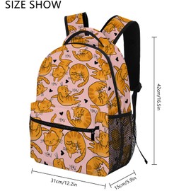 DOINBEE Cute Cat Backpack for Girls Kids, Kawaii Orange Cats Kitty on Pink Print Backpacks for School, Large Capacity Cat Bookbag for Kindergarten Elementary Students, Casual Travel Daypack