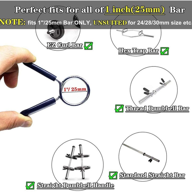 Hididi 1 inch (25 mm) Barbell Spring Clip Collars,Great for