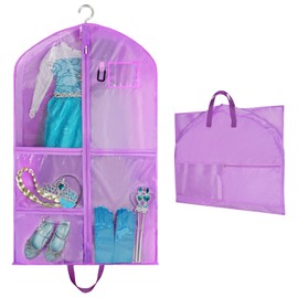 OSDUE Children's Clothing Bag, Children's Garment Bag with 5 Pockets, Foldable Children's Garment Bag, Short Clothing Hanging Cover for Easy Organisation for Dancers, Performances, Beauty Pageants,