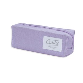 M Plan 010083-07 CUBIX Canvas Pencil Case, Purple