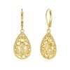Teardrop Gold Filigree Leverback Dangle Earrings for Women Trendy Gifts