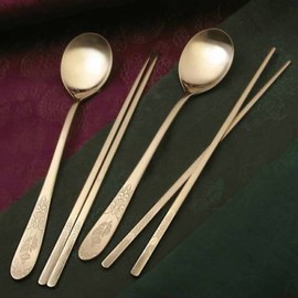 (Hyunwoo) Mandarin Duck Ion Laser Couple Cutlery Set 2p / (현우)원앙 이온 레이저 부부수저세트 2p