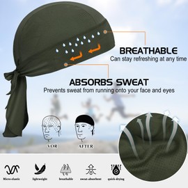 GXCROR Sports Bandana Cap Bandana Headscarf Bicycle Headgear Breathable Absorbs Sweat Hat, Army Green