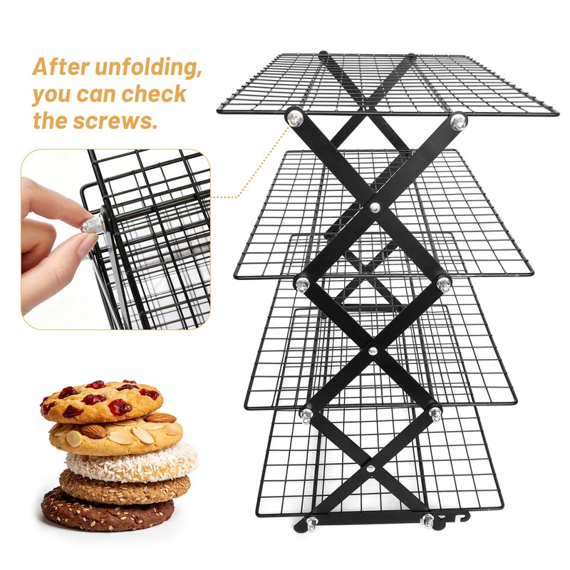 4 Tier Collapsible Cooling Rack for Baking, Cookie Baking Gadgets,