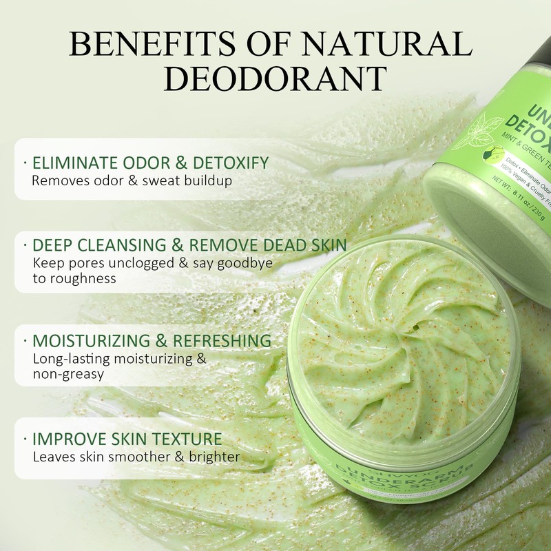 Underarm Detox Scrub, Armpit Detox Green Tea, Mint and Tea
