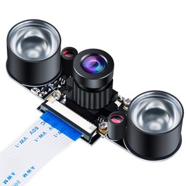 MakerHawk IR fisheye Night Vision Infrared Camera Module 5MP OV5647 Webcam Adjustable Raspberry Cam Camera Video 1080p for Raspberry Pi Model 2B 2B + 3B 3B + 4B Compatible with Raspberry Pi