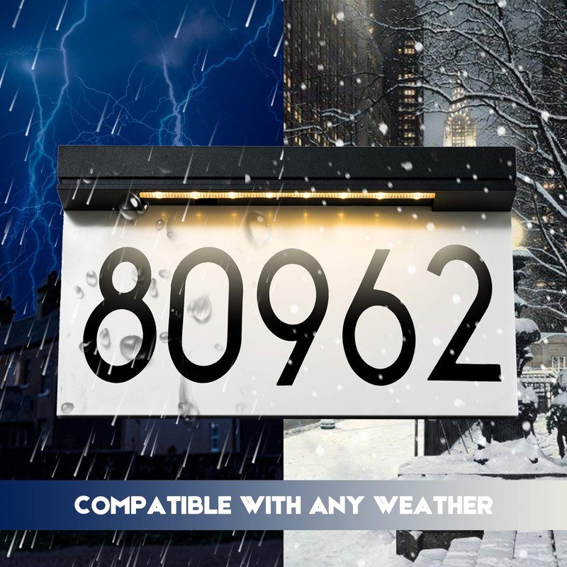 Address Plaques for House Solar Powered, House Number for Outside,