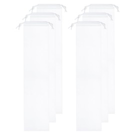 sourcing map 6pcs Umbrella Bags 25.6"x5.9" Wet Umbrella Sleeve Cover Reusable Folding Umbrella Storage Bag with Drawstring for Folding Travel Umbrellas, White