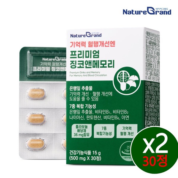 Ginkgo leaf extract, vitamin B2, B6, zinc, niacin, memory blood