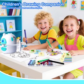 Drawing Robot for Kids 150 Educational Cards Smart Drawing Robot Voice Interactive Partner Montessori Painting Toy for Boys & Girls Ages 3-8 Perfect for Birthdays Christmas and Learning Fun