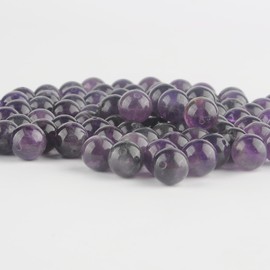 abalorio de piedra natural, 100 abalorio redondas de amatista de 6 mm, abalorio de piedra auténtica, sueltas, tamaño del agujero de 1 mm, abalorio lisas para pulseras, collares, arete, joyería