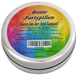 Colourful party pills from the tin, M&M, gift friendship, fun gift from Feinkost Student