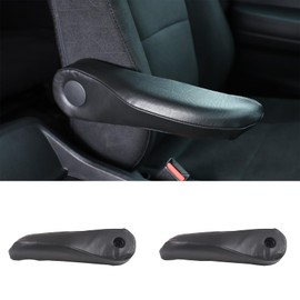 HIRUFAIT Car Seat Armrest Covers for Honda Pilot 2019-2022/ Ridgeline 2017-2023/ Passport 2019-2023, Black Leather Front Seat Armrest Protector with Velcro Design, 1 Pair