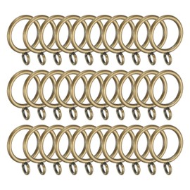PATIKIL 1 Inch Inner Dia Curtain Rod Rings with Eyelets, 30 Pcs Metal Drapery Ring for Curtain Rods Hoop Pins, Bronze Tone