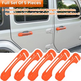 Door Handle Inserts Cover Trim+Tailgate Handle Cover for 2018-2024 Jeep Wrangler JL JLU Sports Sahara Freedom Rubicon Unlimited Gladiator JT 2-Door & 4-Door Exterior Accessories (Orange 5PCS)