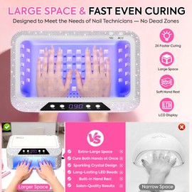 UV LED Nail Lamp, 120W UV Light for Gel Nails with 108 Beads, Fast Curing Professional Nail Dryer for Gel Polish, Two-Hand Design, Padded Wrist Rest, Sensor, 4 Timers for Fingernails & Toenails