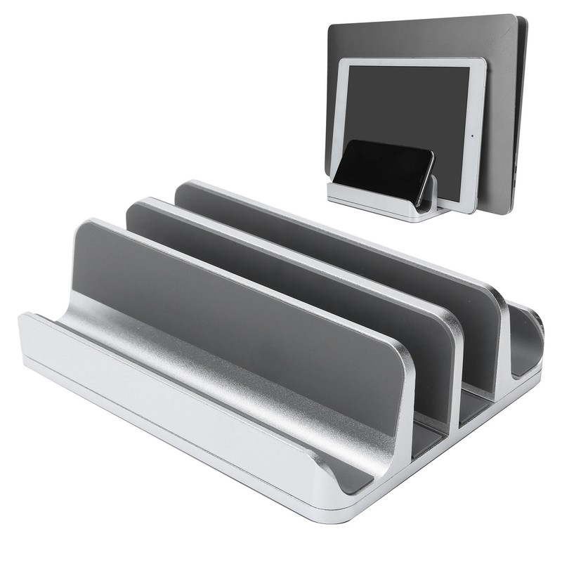 Laptop Organizer Aluminum Alloy Vertical Stand Adjustable Dual Slot for