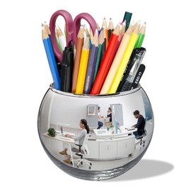 4.6" Spherical Convex Mirror Glass Bowl Vase - Safety Cubicle Reflector & Desktop Rearview Mirror to See Behind You for Office/Home Décor, Floral Arrangements, Planter Storage