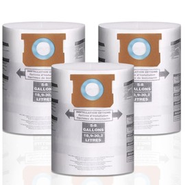 3 Pack Shop Vac Bags 5-8 Gallon, Replacement Vacuum Filter Bags, Wet Dry Fine Dust Disposable Collection,Replace Part Type E H 90662,90672,VF2005,9066233