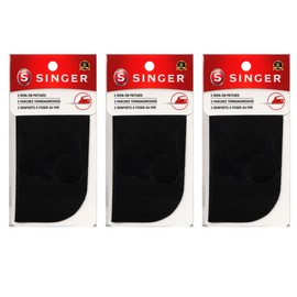 Iron-On Patches for Clothing Repair, 5-inch by 5-inch, 2 per Package, Black (3 Pack)