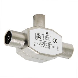 Ancable 2 Way TV Aerial Splitter Male to Female, Metal Housing, 1 Plug to 2 Jack Adapter Connector Joiner