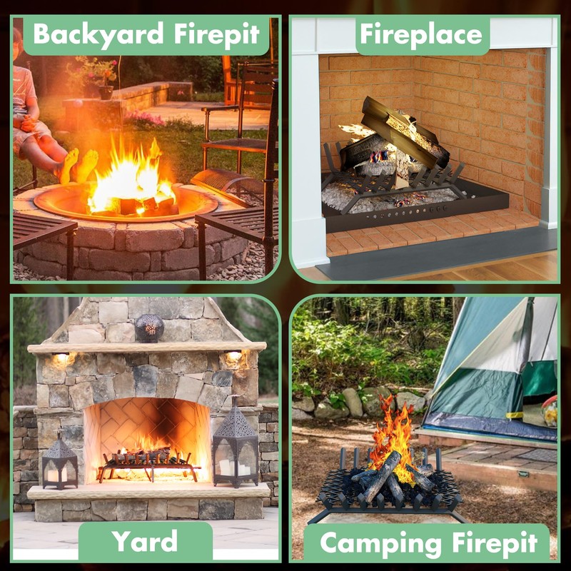 Memrita Fireplace Grate Ember Retainer 12" x 7.5",Solid Steel Ember