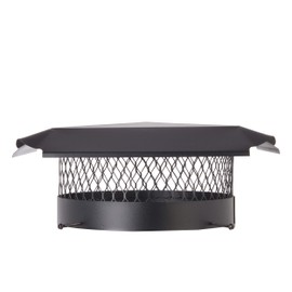 Draft King CBO14 Round Bolt On Black Galvanized Steel Single Flue Chimney Cap, 14" Diameter