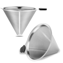 Meichu MEICHU Pour Over Coffee Filter 2PCS, Stainless Steel Coffee Filter, Paperless Reusable Cone Coffee Dripper