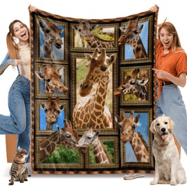 Giraffe Blanket, Fleece Throw Blanket for Couch Bed, Soft Cozy Lightweight Warm Flannel Blankets and Throws for Sofa Living Room Decor, 50" x 60" Throw Size