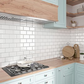 10-Sheet Peel and Stick Tile Backsplash Marble Tiles 12"x12" for Bathroom Stick on Tiles Kitchen Backsplash Tiles Peel and Stick Backsplash for Kitchen Subway Tiles in White Marble Design