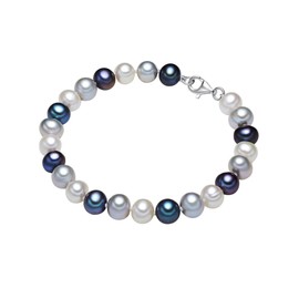 Valero Pearls - Bracelet with Freshwater Pearl - Pearl Silk -925 Sterling Silver (Rhodium-plated) - Pearl Jewellery - Many Sizes, Pearl Silk Bracelet - 60921019