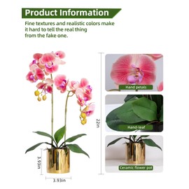 VIVIFLO Artificial Orchid Flowers Set Fake Phalaenopsis Flower Faux Butterfly Orchid Real Touch Orchid for Wedding Home Office Party Hotel Yard Decoration Restaurant