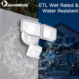 AWSENS 40W LED Security Lights Motion Sensor Light Outdoor, 180 Degree, 4000 LM, 5000 K, ETL Water Resistant, Clear 2 Head Motion Detector Flood Light for Garage, Yard (White)