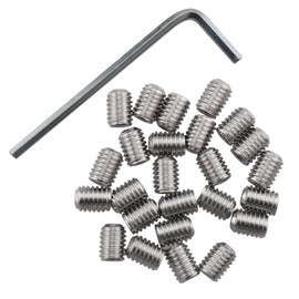 Socket Set Screws DGBRSM 25pcs 10#-32 x 1/4" Stainless Steel Allen Head Hex Hexagon Socket Set Screws Cup Point with Hex Key Wrench(Dia.4.6mm, Length 6.3mm)