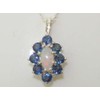 Ladies Solid 925 Sterling Silver Natural Opal & Blue Sapphire