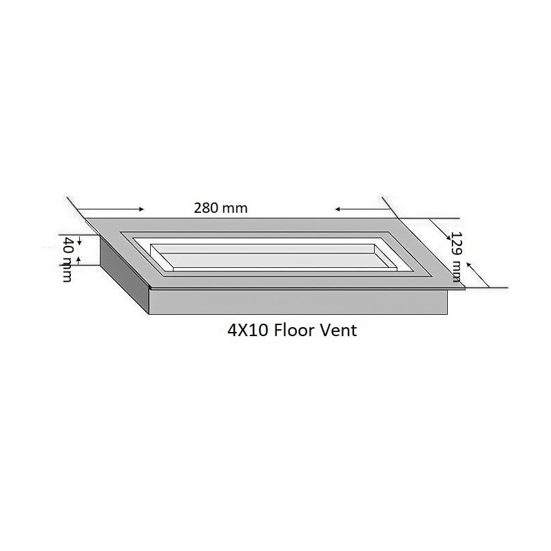 4x10 Metal Aria Floor Register Matte Black, Air Vent, Flush