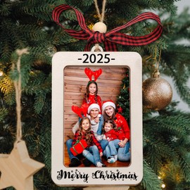 Christmas Decorations First Christmas Wooden Picture Frame Ornament for Friends, Colleagues, babies Family Members First Christma Wooden Photo Frame Merry Xmas Tree Decoration Remembrance Gifts