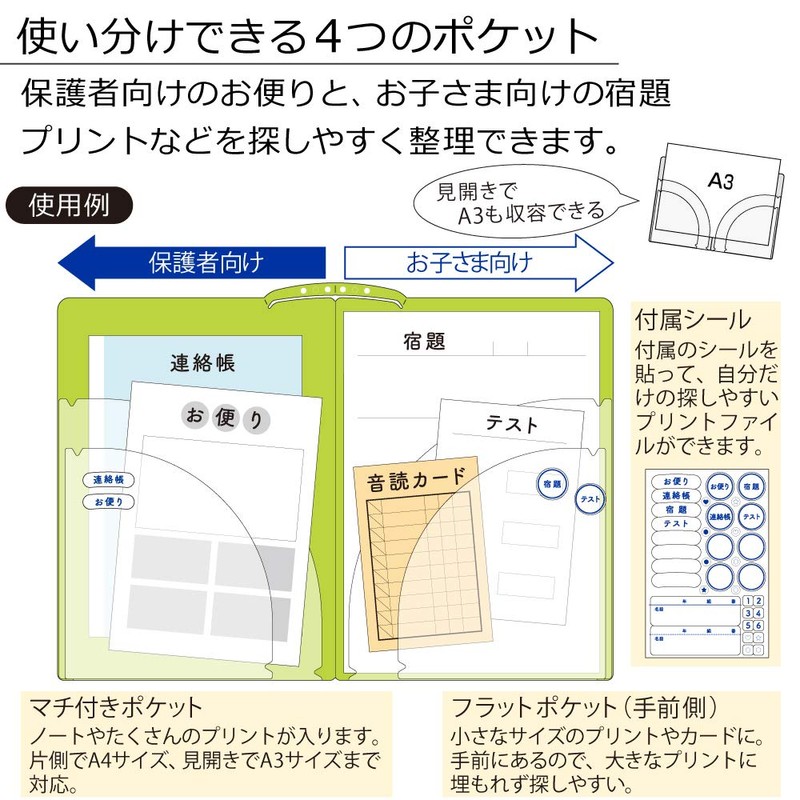 Kokuyo Fu-C755LG Campus Two-Pocket Folder, Wide, Yellow-Green