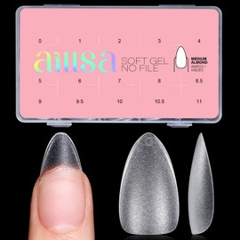 AILLSA Nail Tips Almond Soft Gel Tips 450PCS Pre-shaped Matte Full Cover Press On Nails Almond Fake Nail Tips False Gelly Nails for Soak Off Nail Extensions Portable Box for Nail DIY 15 Sizes