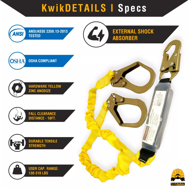 KwikSafety PYTHON 6' Shock Absorbing Safety Lanyard