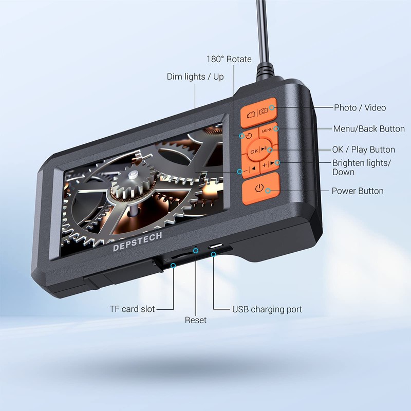 DEPSTECH Dual Lens Industrial Endoscope, 1080P Digital Borescope Inspection Camera,