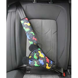 XNBTFK Seat Belt Pads for Kids, Universal Car Safety Seat Belt Pillow with Seatbelt Strap Cover, Car Seat Accessories Seat Belt Cover Shoulder Pads for Kids (Dinosaur Pattern)