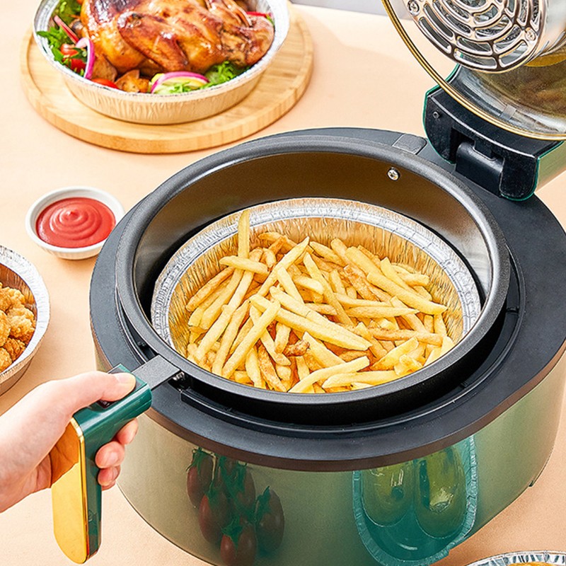 Aluminum Foil Plate Round Disposable Recyclable Containers with Straight Walls