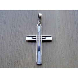 Cross Sterling Silver 925 Pendant Minimalistic Religious Modern Design Unisex Jewelry