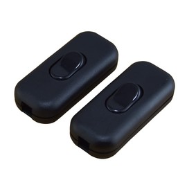 JZK 2 x Maximum 6 A Double Pole Cable Switch, Black, Two-Pole Isolator Switch, Holds 1-2 Cores Round or Flat Wire, Torpedo Switch for Small Appliance or Lamp