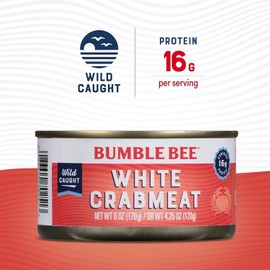 Bumble Bee White Flake Crab Meat in Water, 6 oz Can - 16g Protein & 1g Carb Per Serving - Wild Caught, Flaky, Drain Before Use, 6 Ounce (Pack of 1)