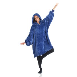 Kanguru Kangurone, hoodie, portable blanket made of flesh microfibre, with hood and pocket, gift ideas for men and women, oversized hoodie, light blue, 95 x 95 cm