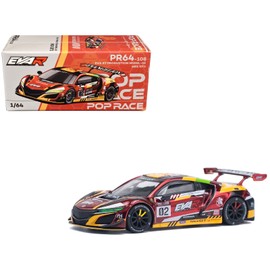DCD for Honda NSX GT3 EVO22 #02 Red Metallic 1/64 Scale Diecast Model Car Pop Race's EVA RT Production Model-02