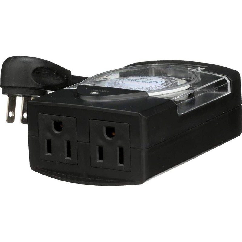 Westek TM1613DOLB Outdoor Grounded Daily Mechanical Timer, Dual Outlet, Black